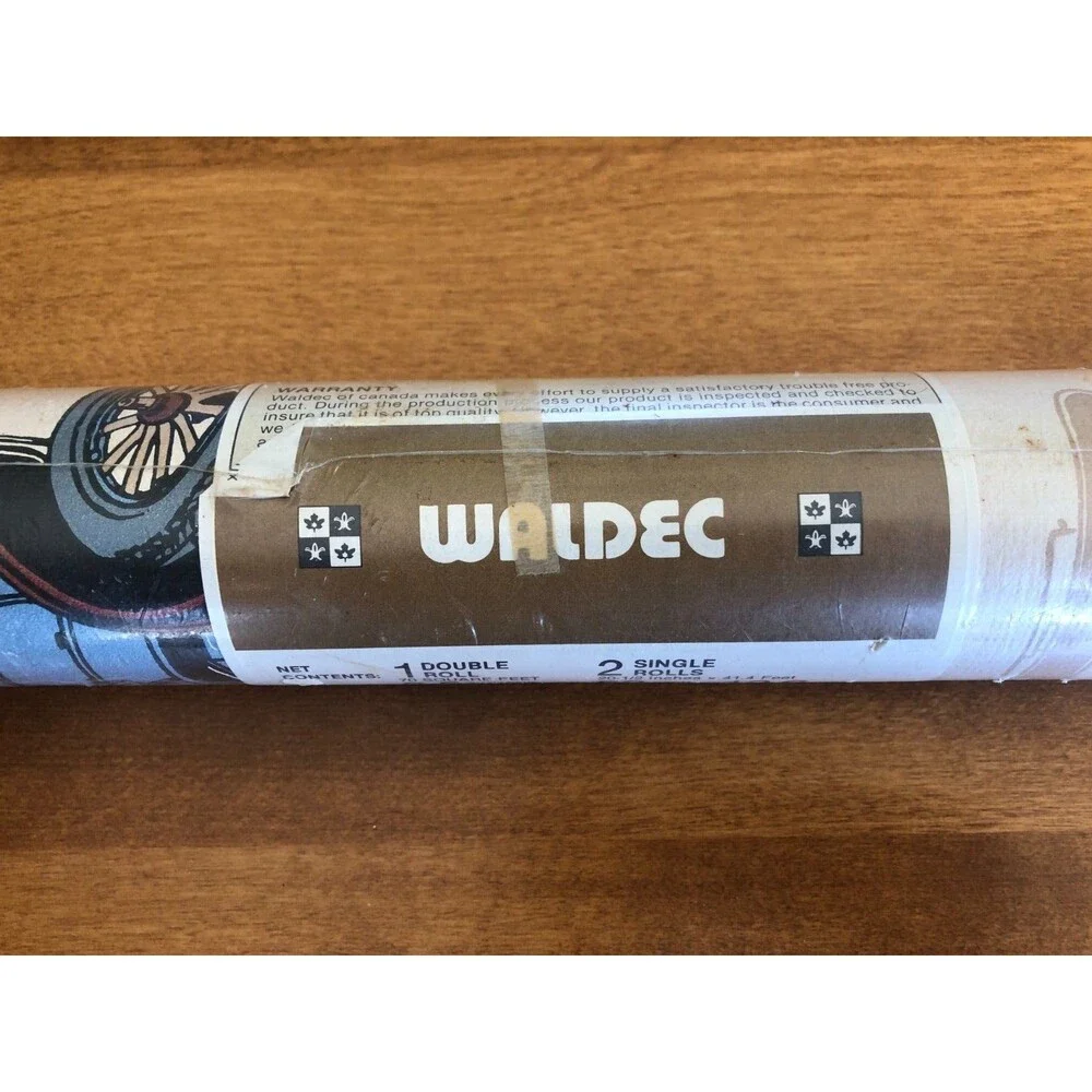 Waldec Wallpaper Vinyl Antique Car Garage Man Cave MCM VTG NEW70 sq. ft.